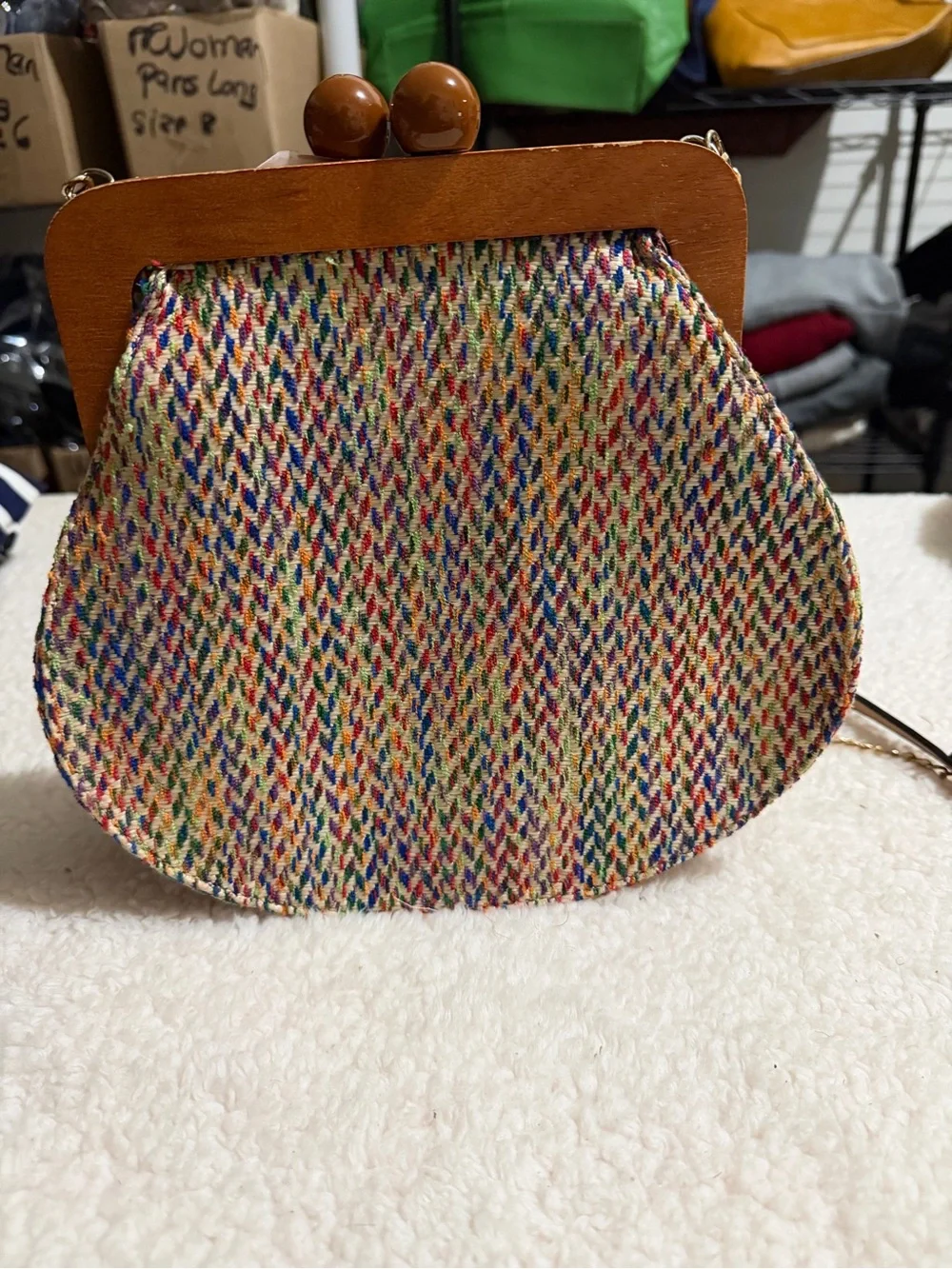 Multicolor Woven Frame Crossbody Bag